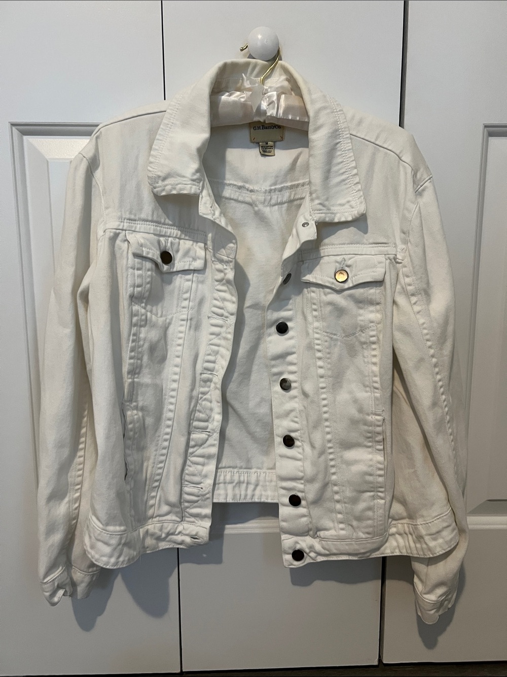 G.H. Bass & Co. White Denim Jacket with Metal Buttons